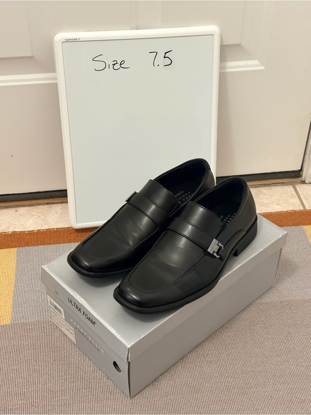 Perry Ellis Black Men's Slip-On Leather Loafers